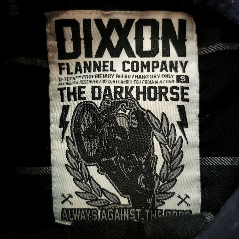 DIXXON Womens Flannel Button Down Shirt Size Small The Dark Horse Black Grey - Picture 2 of 8